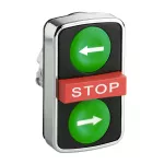 Harmony XB4 Przycisk potrójny zielony/STOP/zielony samopowrotny metalowy lewo/STOP/prawo