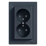 Gniazdo 2x2P+PE Asfora antracyt