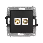 ICON Mechanizm gniazda głośnikowego pojedynczego, bez pola opisowego (typu banan - czerwony i czarny, pozłacany, 4 mm2, skręcany) czarny mat