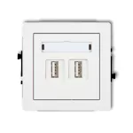 DECO Mechanizm gniazda podwójnego 2xUSB A-A 2.0 biały mat