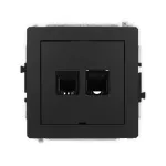 DECO Mechanizm gniazda telefonicznego pojedynczego 1xRJ11 + komputerowego pojedynczego 1xRJ45, kat. 5e, 8-stykowy, beznarzędziowe, bez pola opisowego czarny mat