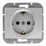 PT-17N/M Gniazdo wtyczkowe pojedyncze-NOVA- p/t 2p+Z z przesłoną 16A, 250V, SCHUKO; srebrny