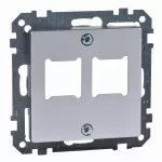 Merten, System M, płytka centralna mechanizmu gniazda RJ11/RJ45, podwójna, aluminium