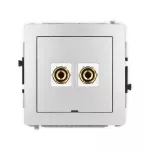 DECO Mechanizm gniazda głośnikowego pojedynczego, bez pola opisowego (typu banan - czerwony i czarny, pozłacany, 4 mm2, do lutowania) srebrny metalik
