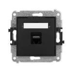 ICON Mechanizm gniazda komputerowego pojedynczego 1xRJ45, kat. 6A, 8-stykowy czarny mat