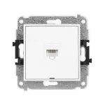 MINI Mechanizm gniazda komputerowego pojedynczego 1xRJ45, kat. 5e, 8-stykowy, bez pola opisowego biały mat