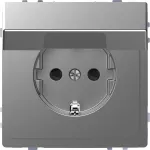 SCHUKO gniazdko elektryczne, w. hng.lid, zamknięty., screwl. term., stainless steel, Sys. Design