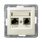IMPRESJA ; Gniazdo komputerowo - telefoniczne, KRONE , kolor ecru