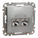 Gniazdo komputerowe 2xRJ45, Sedna Design & Elements, kategoria 6A STP, srebrne aluminium