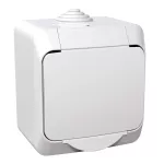 Cedar Plus, gniazdo pojedyncze 2P+PE z białą klapką, IP44, biały