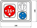 Rozdzielnica 1*16A 4p, 1*250V,wył.L-0-P,TVM 16, IP54 /niska podstawa/