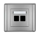 FLEXI Gniazdo multimedialne podwójne bez modułu (standard Keystone) srebrny metalik