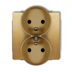 DECO Mechanizm gniazda podwójnego do ramki DECO Soft z uziemieniem 2x(2P+Z) (przesłony torów prądowych) złoty