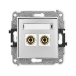 ICON Mechanizm gniazda głośnikowego pojedynczego (typu banan - czerwony i czarny, pozłacany, 4 mm2, do lutowania) srebrny metalik