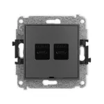 ICON Mechanizm gniazda podwójnego 2xUSB C-C, bez pola opisowego grafitowy mat