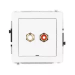 DECO Mechanizm gniazda podwójnego RCA, bez pola opisowego (typu cinch - biały i czerwony, pozłacany) 25DGRCABO-2