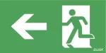 100x300 piktogram 24 strzałka lewo chłopek w drzwiach logo awex (ISO7010)