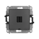 ICON Mechanizm gniazda pojedynczego HDMI 2.0, 4K, bez pola opisowego grafitowy mat