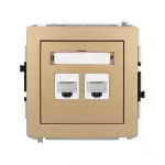 DECO Mechanizm gniazda komputerowego podwójnego 2xRJ45, kat. 6A, 8-stykowy złoty metalik