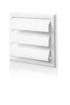 wylot ścienny żaluzjowy 154x154 mm z kołnierzem fi 150 mm, biały