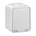 Cedar, gniazdo pojedyncze schuko, z przesłonami, IP44, biały