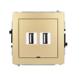 DECO Mechanizm gniazda podwójnego 2xUSB A-A 2.0, bez pola opisowego złoty
