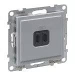 SUNO - Gniazdo USB typ C + C - 5 V - 3 A, Aluminium, 721331, Legrand