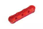 Puszka do płyt gipsowych PK60, płytka 46mm, fi68, z wkrętami, poczwórna, samogasnąca, czerwona, IP30