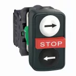 Harmony XB5 Przycisk potrójny biały/STOP/czarny plastikowy strz.prawo / STOP / strz.lewo