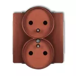 DECO Mechanizm gniazda podwójnego do ramki DECO Soft z uziemieniem 2x(2P+Z) (przesłony torów prądowych) brązowy metalik