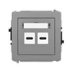 DECO Mechanizm gniazda podwójnego 2xUSB C-C szary mat