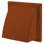 wylot ścienny 154x154 mm z zaworem zwrotnym, okapem i kołnierzem fi 100 mm, brązowy MW102AZPKBR