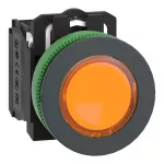 Podświetlany przycisk, Harmony XB5, płaski, plastik, pomarańczowy, Ø30, LED, 24 V AC/DC, 1 NO + 1 NC