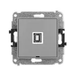 ICON Mechanizm gniazda pojedynczego USB A-B 2.0, bez pola opisowego szary mat