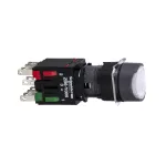 Harmony XB6 Przycisk, Podświetlany, Biały, Płaski, 1 NO + 1 NC, 12...24 V AC/DC, 16 mm, Plastik