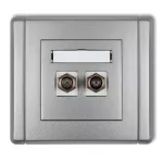 FLEXI Gniazdo antenowe podwójne typu F (SAT) pozłacane srebrny metalik