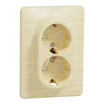 Gniazdo 2x2P+PE z przesłonami (monoblok), Sedna Elements, brzoza