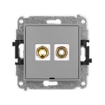 ICON Mechanizm gniazda głośnikowego pojedynczego, bez pola opisowego (typu banan - czerwony i czarny, pozłacany, 4 mm2, skręcany) szary mat