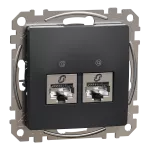 Gniazdo komputerowe 2xRJ45 kat.6 STP, Sedna Design & Elements, czarny antracyt