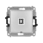 MINI Mechanizm gniazda pojedynczego USB A-B 2.0, bez pola opisowego srebrny metalik