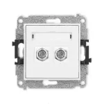 ICON Mechanizm gniazda antenowego podwójnego typu F (SAT) niklowany biały