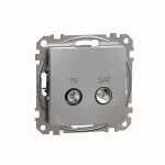 Gniazdo TV/SAT przelotowe (10dB), Sedna Design & Elements, srebrne aluminium