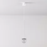 CLAR 400 fi100 wisząca LED 2,7W/298lm/3000K, 230V, przewód transparentny, srebrny aluminiowy (mat struktura) RAL 9006