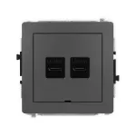 DECO Mechanizm gniazda podwójnego 2xUSB C-C, bez pola opisowego grafitowy mat