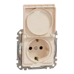 Gniazdo schuko z przesłonami IP44, Sedna Design & Elements, beżowy