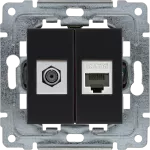 DANTE Gniazdo TV typu F + RJ45 kat. 5e CZARNY