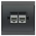 GTP-20L/M Gniazdo komputerowe p/t, ISDN, 2x4,6,8 pin; zaciski śrubowe (moduł); antracyt