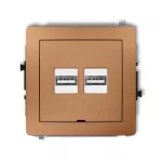 DECO Mechanizm ładowarki USB podwójnej 2xUSB A, 15,5W max., 5V, 3.1A, bez pola opisowego złoty metalik