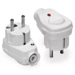 WT-16US/ŁK IP 44 Wtyczka rozbieralna, kątowa z wyłącznikiem, , podświetlana, Uni-Schuko 2p+Z; WT-16US/ŁK IP 44; biały