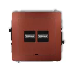 DECO Mechanizm ładowarki USB podwójnej 2xUSB A, 15,5W max., 5V, 3.1A, bez pola opisowego brązowy metalik